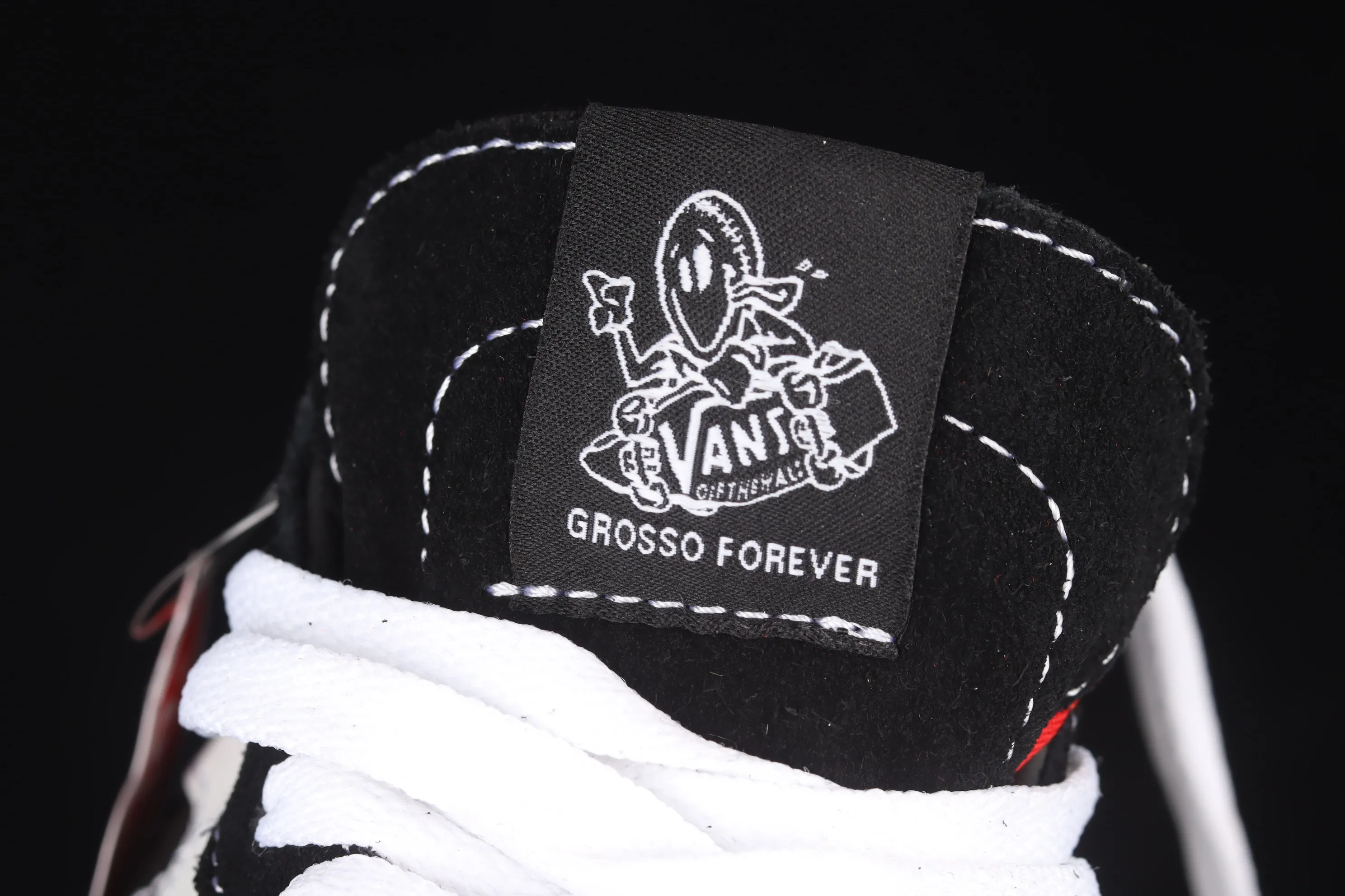 All categories Vans Vans series Vans Mid Vans Kate SK8-Mid black and white suede professional skateboard shoes commemorating legendary skater superstar Jeff Grosso VN0A5FCG625